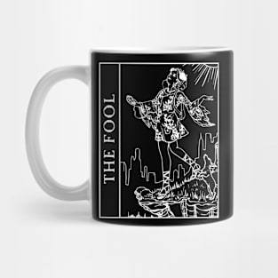 The Fool Tarot Card Black and White Mug